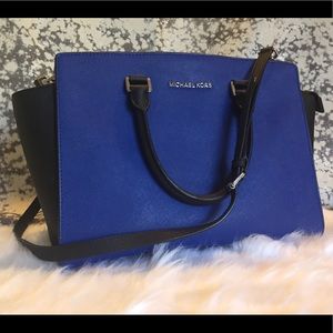 Michael Kors, cobalt blue and black. Xbody satchel